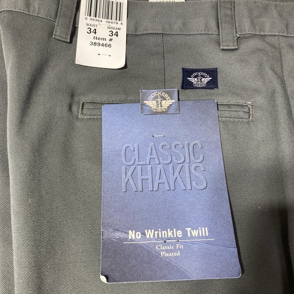 NWT Dockers‎ Classic Fit Khaki 34X34 Green No Wrinkle Twill  Pleated New - Picture 12 of 12